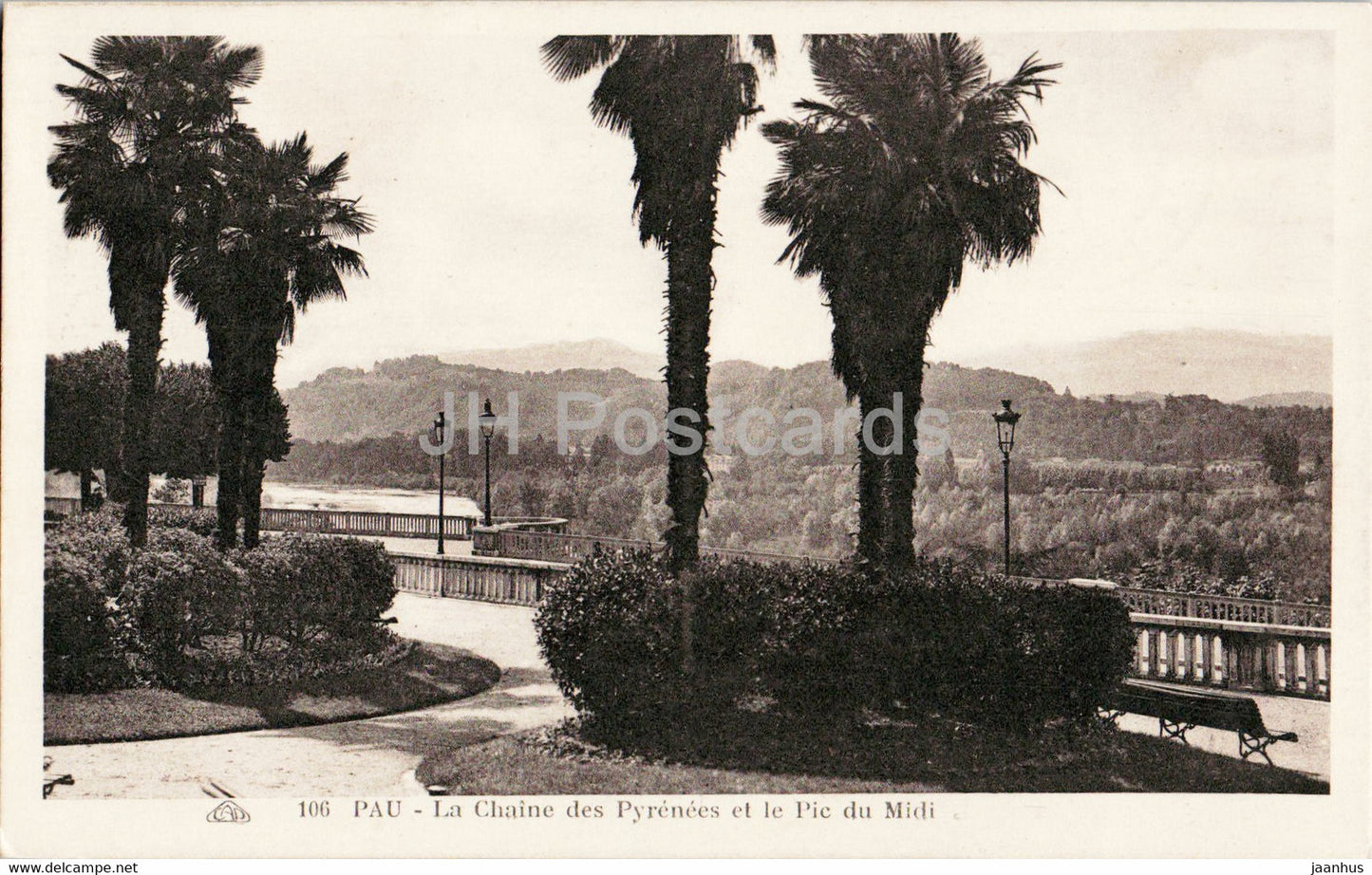 Pau - La Chaine des Pyrenees et le Pic du Midi - 106 - old postcard - France - unused - JH Postcards