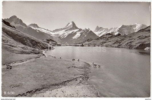 Grindelwald - Bachsee mit Berglistock - Schreckhorn - Finsteraarhorn - Fiescherhorner - 6130 - Switzerland - 1954 - used - JH Postcards