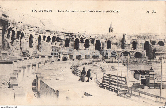 Nimes - Les Arenes vue interieure - details - ancient world - old postcard - France - used