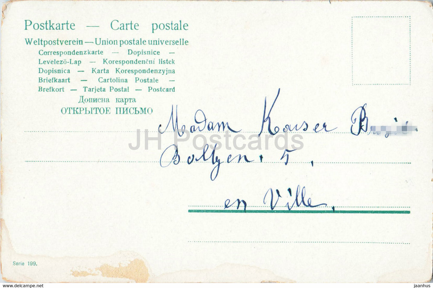 Easter Greeting Card - Herzliche Ostergrusse - Disese Kartchen ich beneide - Serie 199 - old postcard - Germany - used