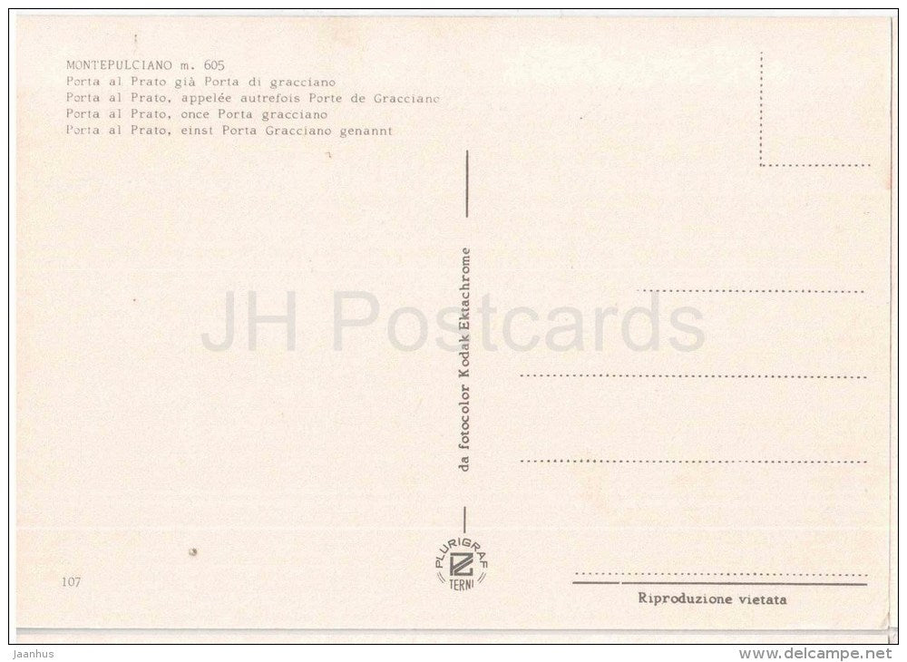 Porta al Prato gia Porta di gracciano m. 605 - Montepulciano - Siena - Toscana - 107 - Italia - Italy - unused - JH Postcards