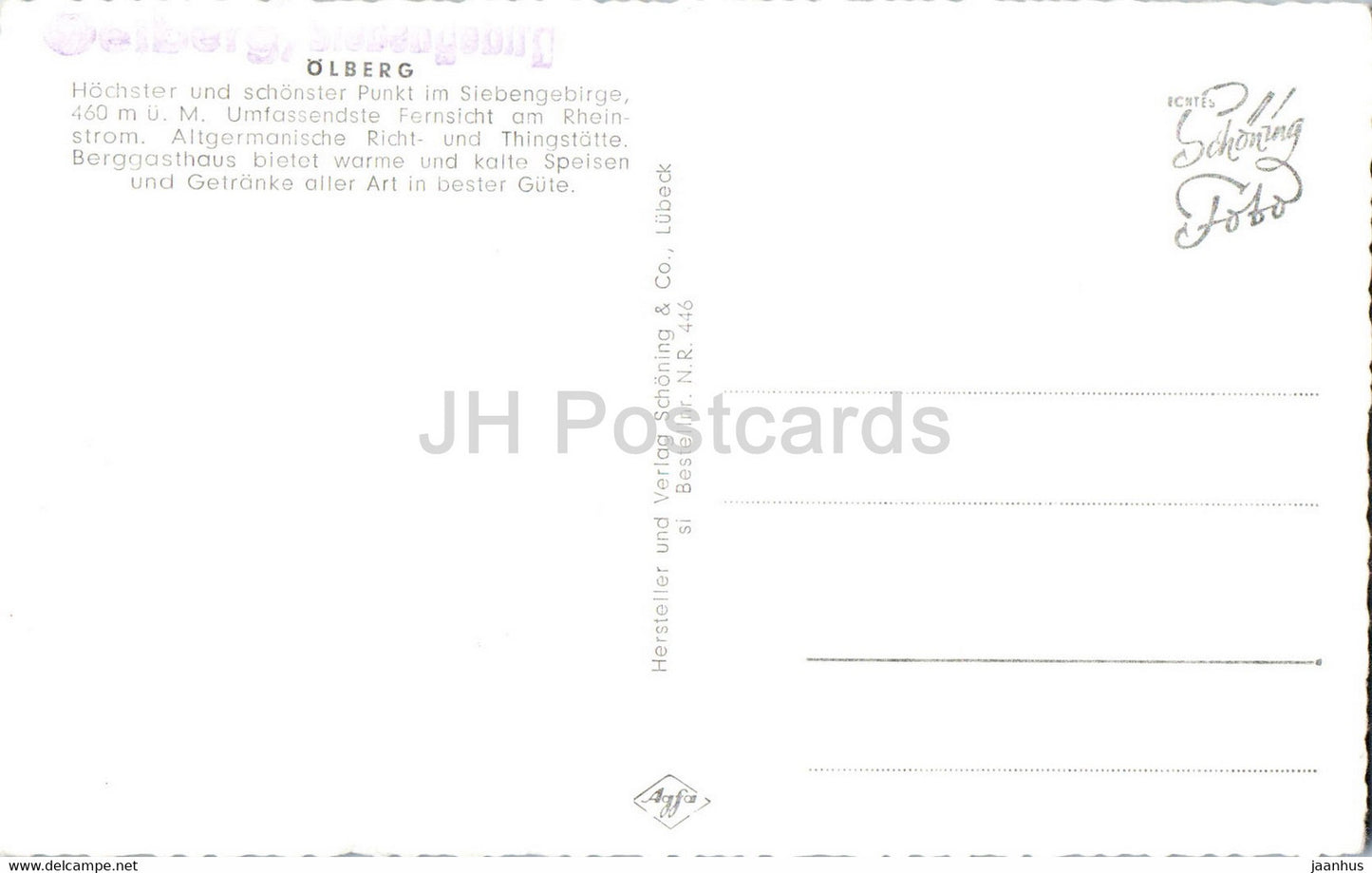 Olberg - Siebengebirge - Berggasthaus - alte Postkarte - Deutschland - unbenutzt