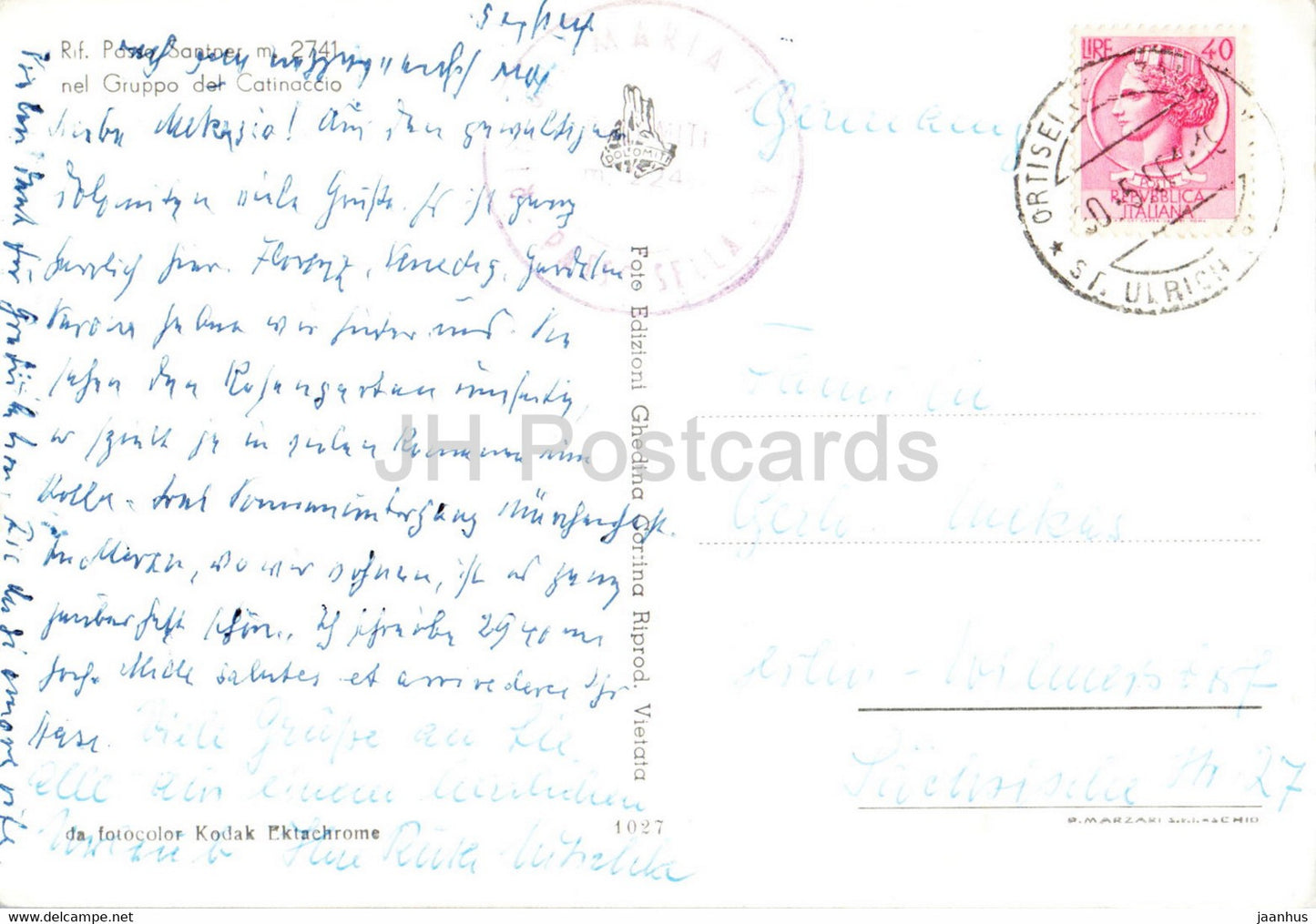 Rif Passo Santner 2741 m - Gruppo del Catinaccio - 1961 - Italy - used