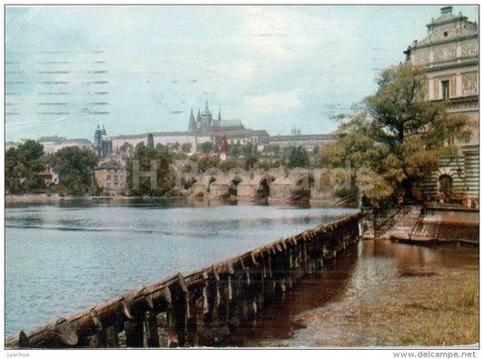 View of the Prague Castle and Smetana Museum - Prague - Praha - Czechoslovakia - Czech - used 1964 - JH Postcards