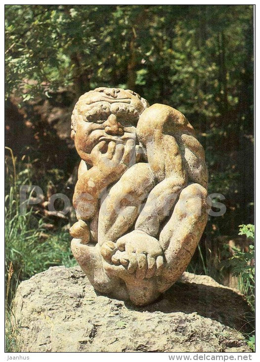 nightingale the robber - Glade of fairy tales - wooden sculptures - Yalta - 1983 - Ukraine USSR - unused - JH Postcards