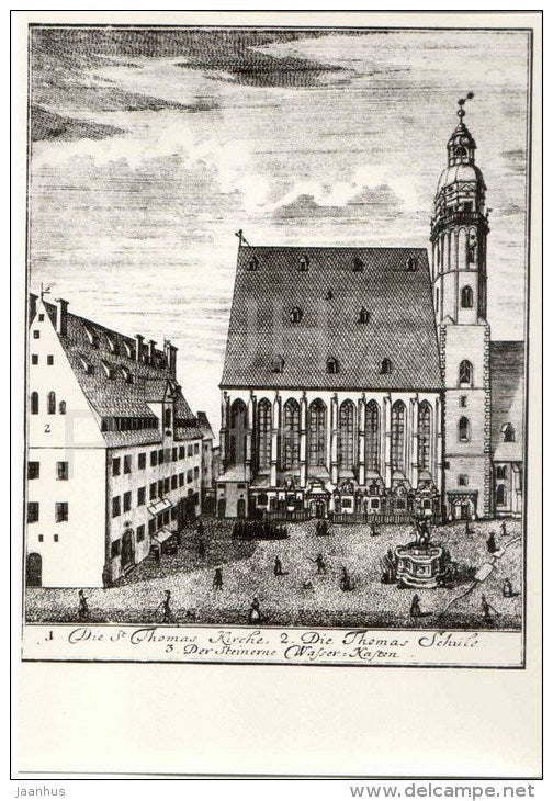 Thomaskirche und Thomasschule 1723 - Messestadt Leipzig - Leipzig - Germany - DDR - unused - JH Postcards