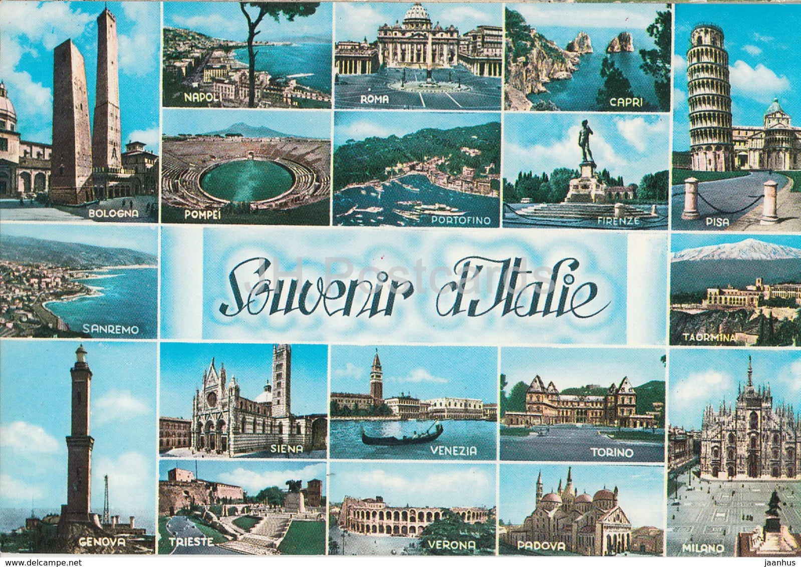 Souvenir d'Italie - Roma - Venezia - Pisa - Napoli - Palermo - Firenze - Torino - Bologna - Italy - 1963 - unused - JH Postcards