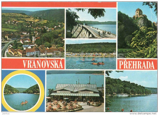 Vranovska prehrada - dam - restaurant - canoe - Czechoslovakia - Czech - used - JH Postcards