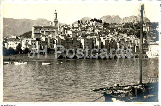 Cote d'Azur - Menton - ship - Collection Eclecta - old postcard - France - unused - JH Postcards