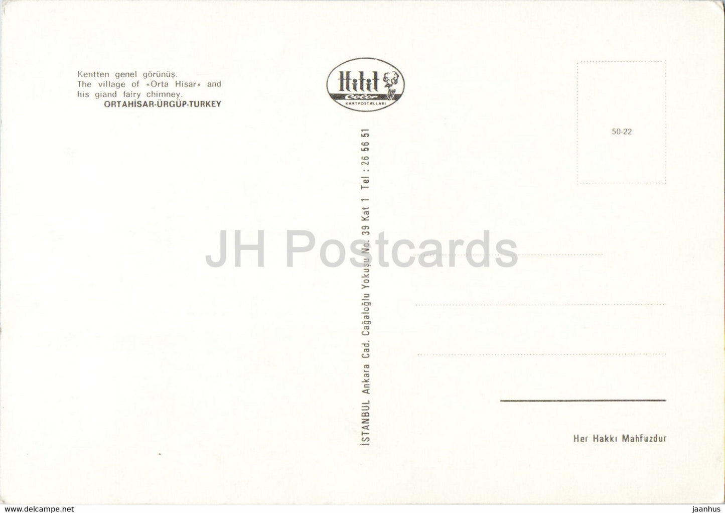 Dorf Orta Hisar – Riesiger Feenkamin – Hitit – Türkei – unbenutzt