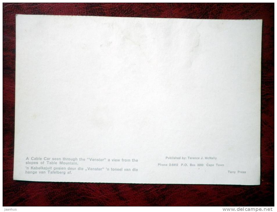 Table Mountain - Cable Car  - South Africa - unused - JH Postcards