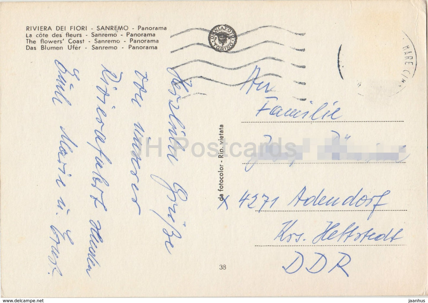 Riviera dei Fiori - San Remo - panorama - Flower's Coast - Italy - used