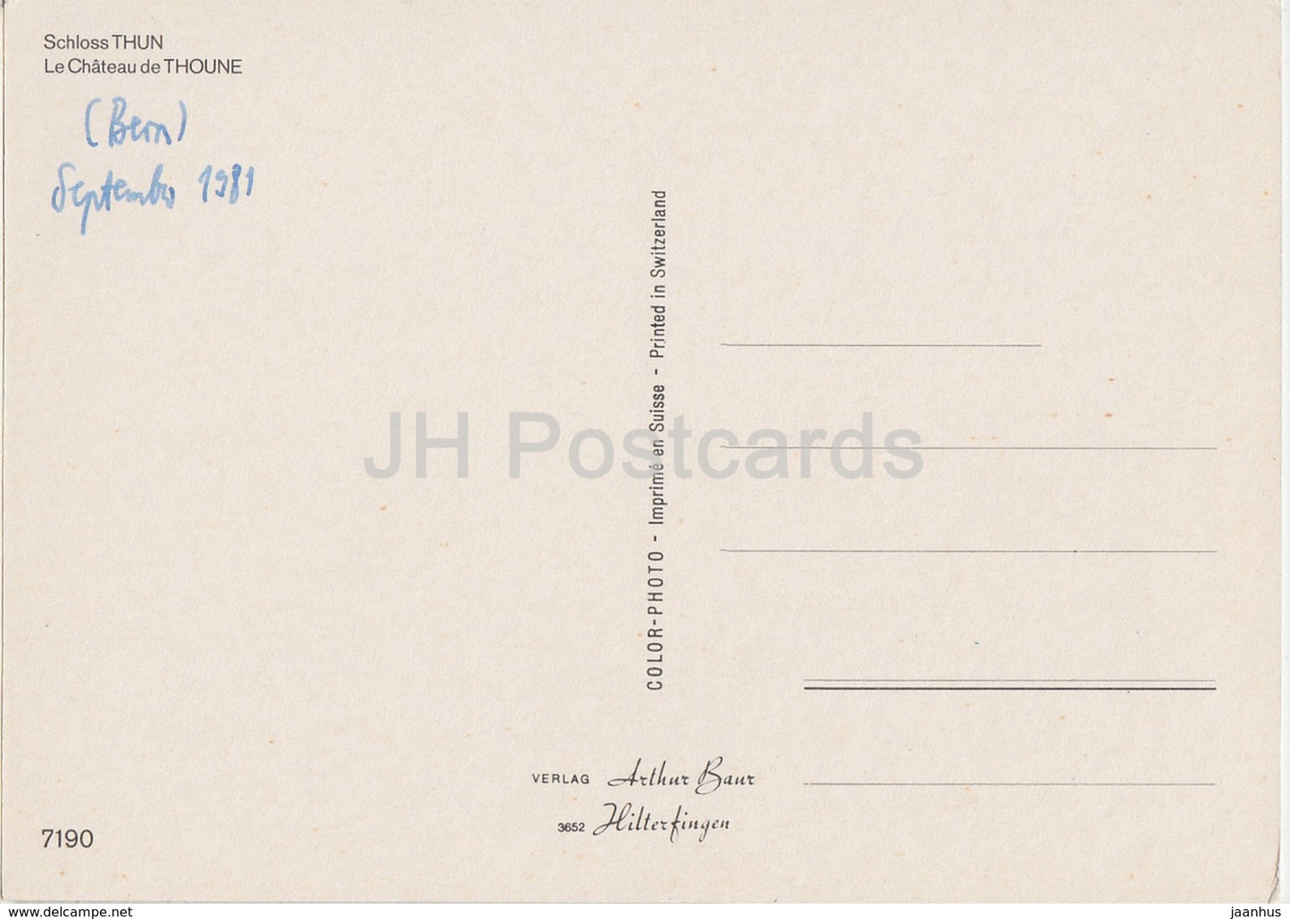 Thoune - Thun - Schloss Thun - castle - 7190 - 1981 - Switzerland - used