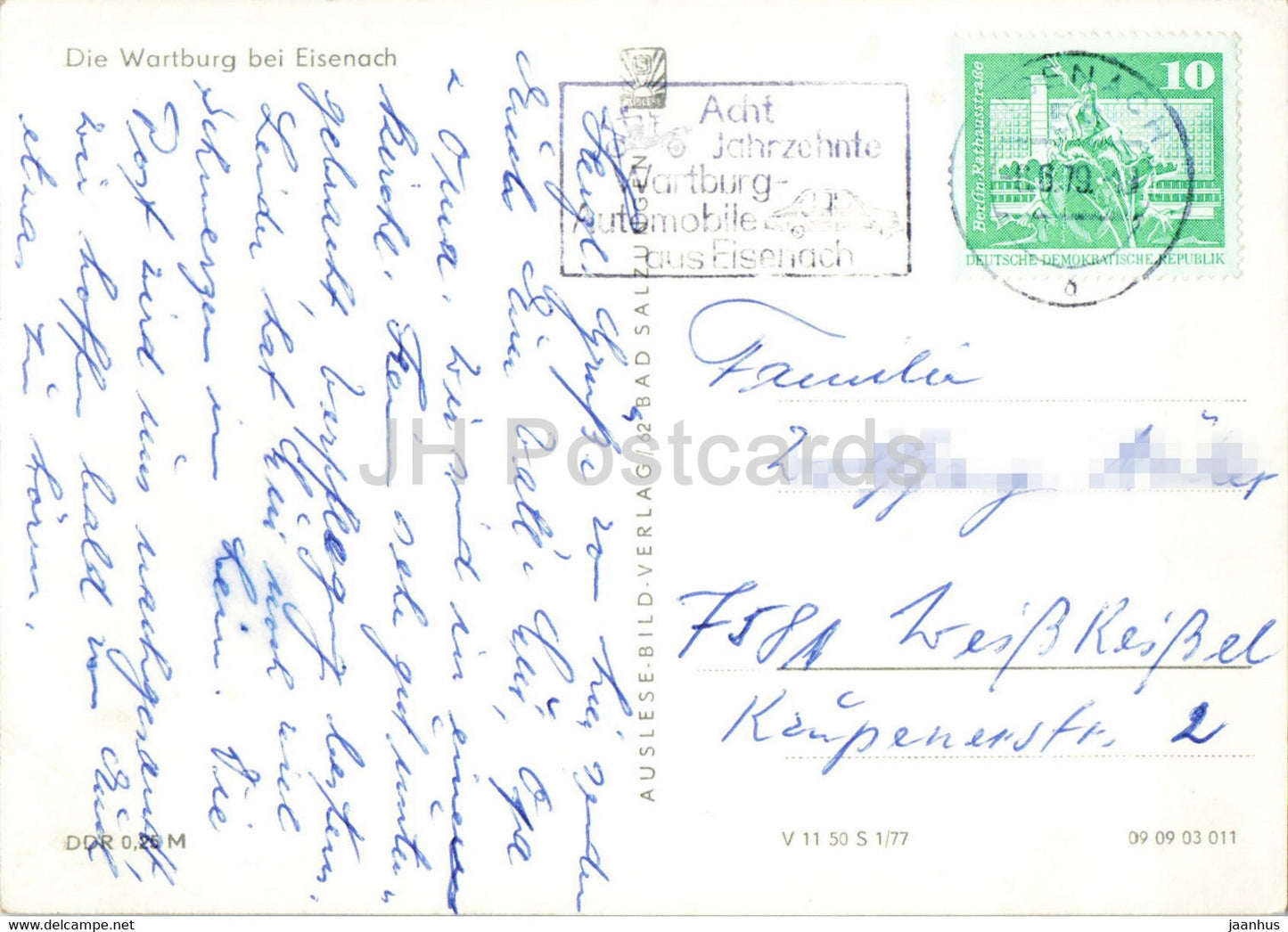 Die Wartburg bei Eisenach - castle - 1979 - Germany DDR - used