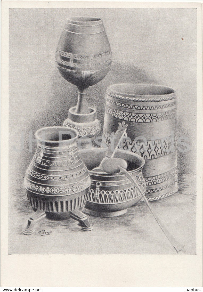 painting by M. Nosov - material culture of the Yakuts - 1 - Yakutia Sakha Russian art - 1958 - Russia USSR - unused - JH Postcards