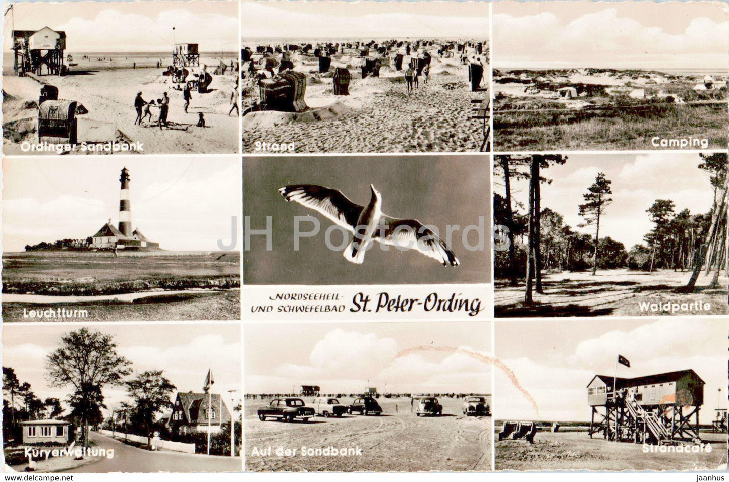Nordseeheilbad und Schwefelbad St Peter Ording - Strand - Camping - Leuchtturm - lighthouse - 1960 - Germany - used - JH Postcards