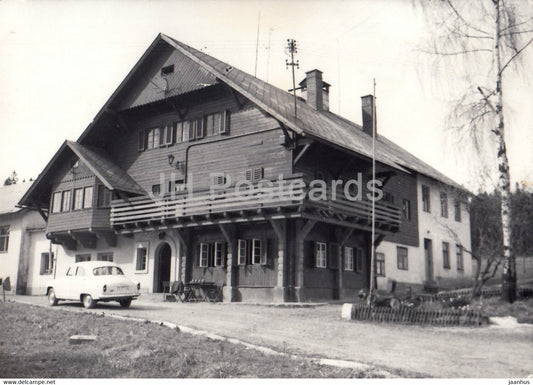 Chata U Cervene Lisky - old car - cottage - Czech Republic - unused - JH Postcards