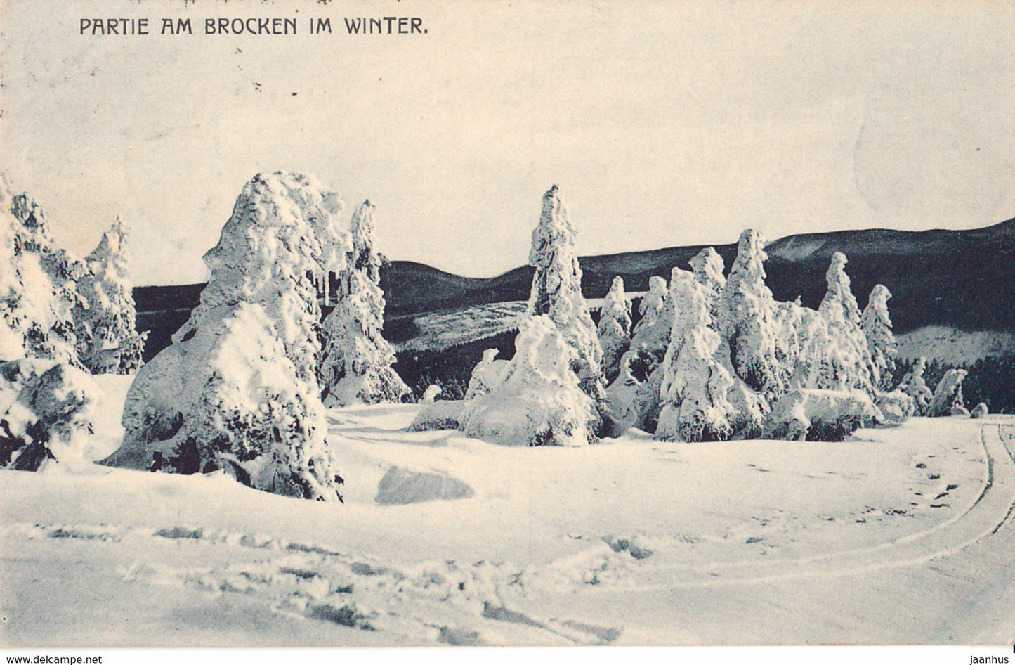 Partie am Brocken im Winter - Brocken hotel - Eingegangen - old postcard - 1922 - Germany - used - JH Postcards