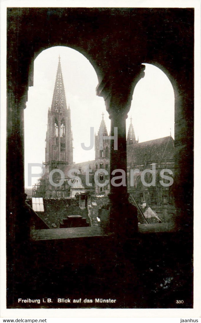 Freiburg i Br - Blick auf das Munster - cathedral - 1 - 330 - old postcard - Germany - unused - JH Postcards