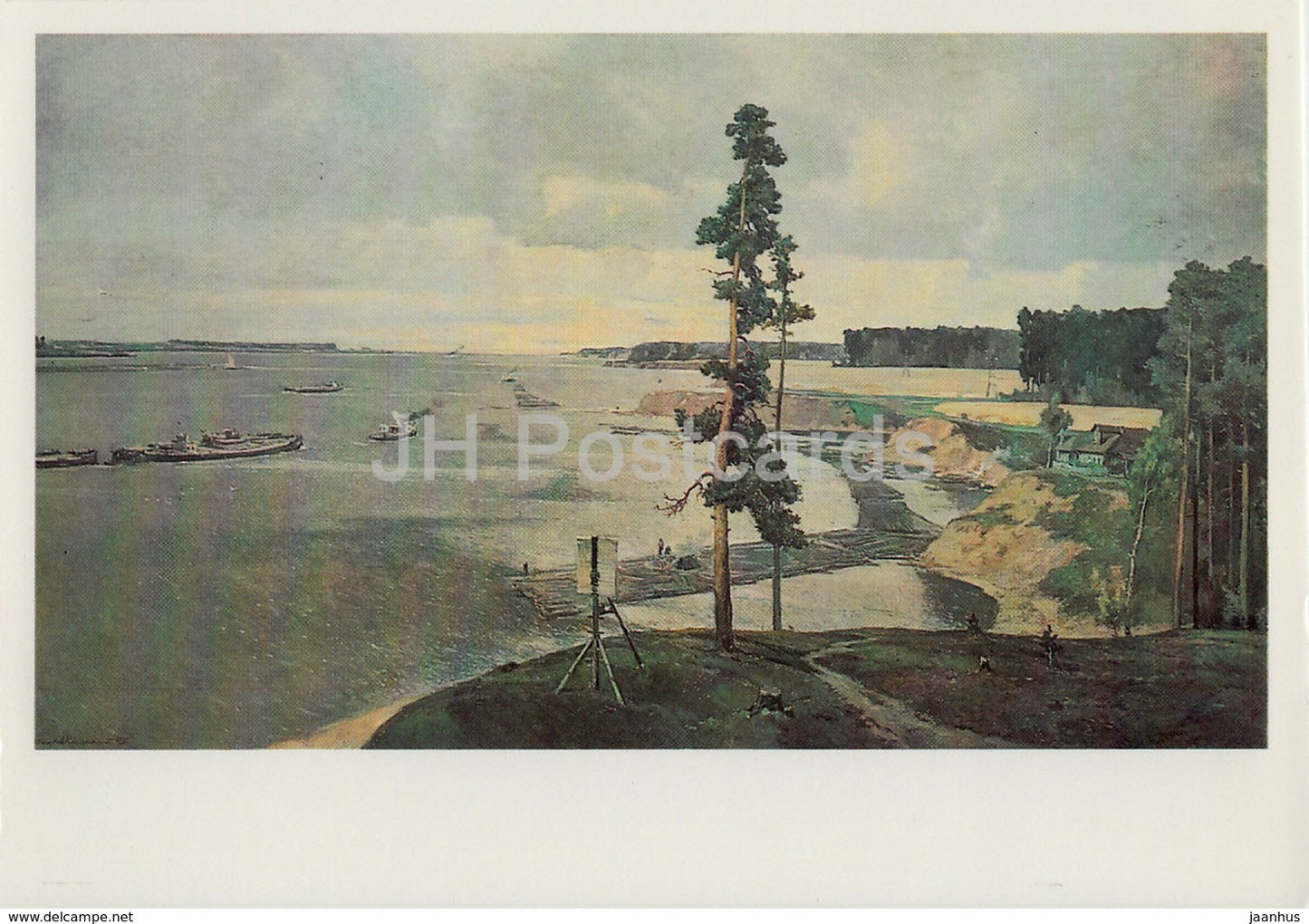 painting by Georgy Nissky - Upper Volga River - Russian art - 1987 - Russia USSR - unused