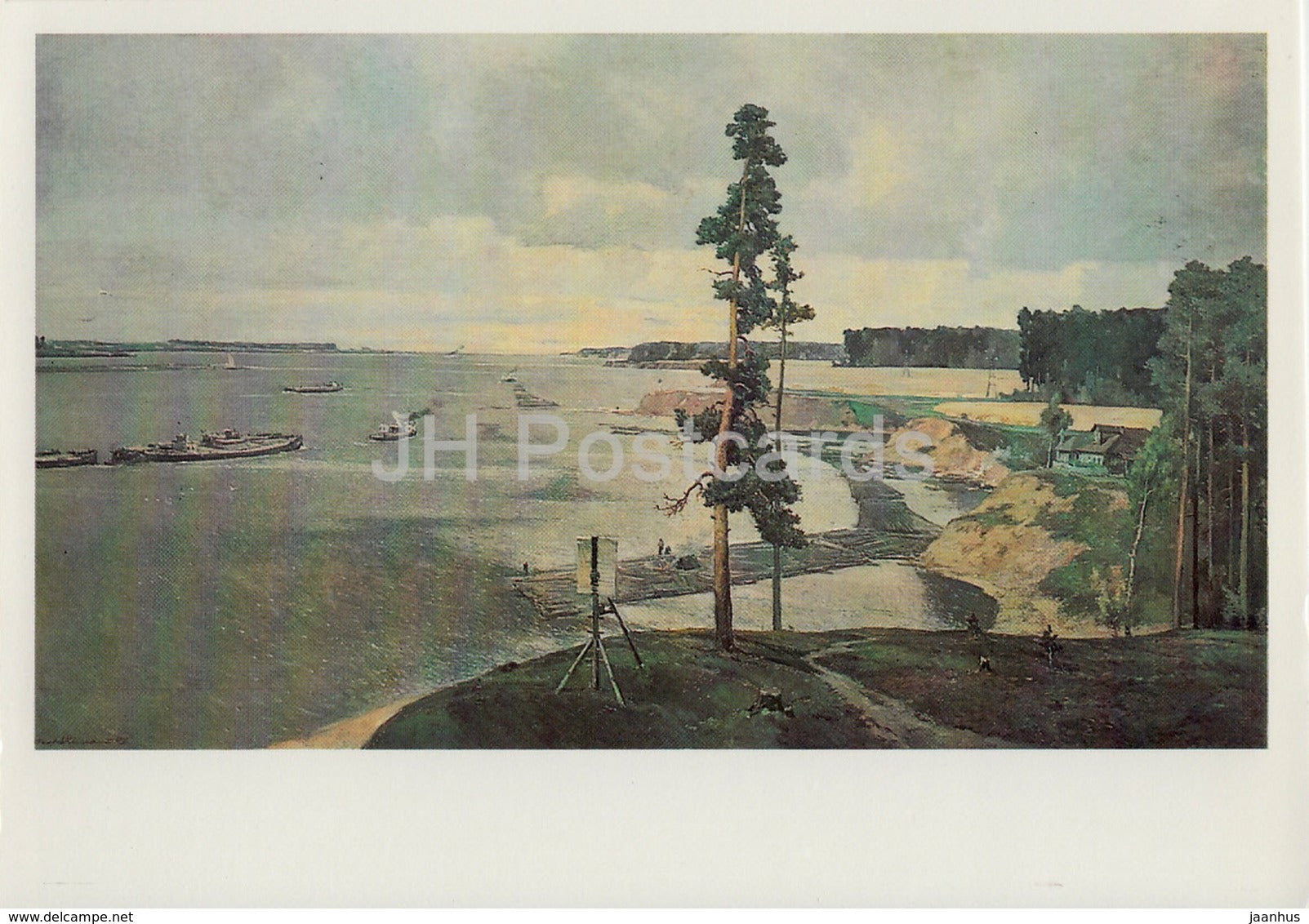 painting by Georgy Nissky - Upper Volga River - Russian art - 1987 - Russia USSR - unused