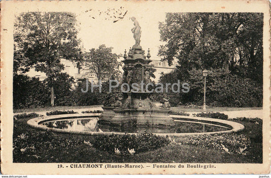 Chaumont - Fontaine du Boulingrin - 19 - old postcard - 1920s - France - used - JH Postcards