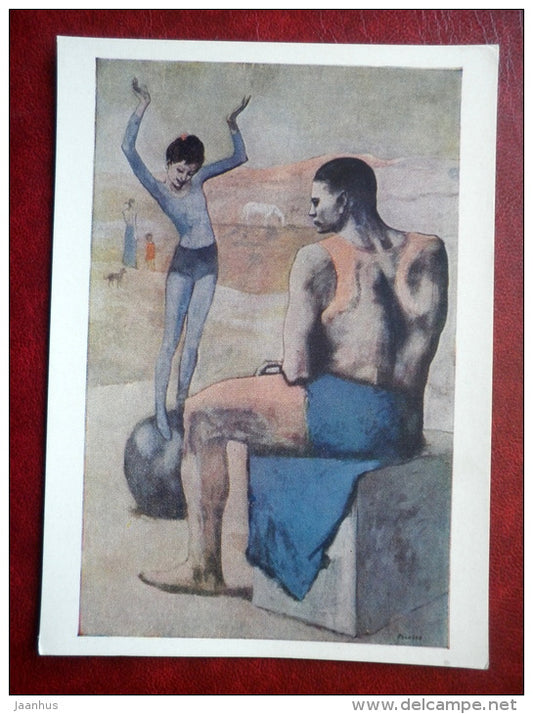 Painting by Pablo Picasso - Girl on the Ball - spanish art - unused - JH Postcards