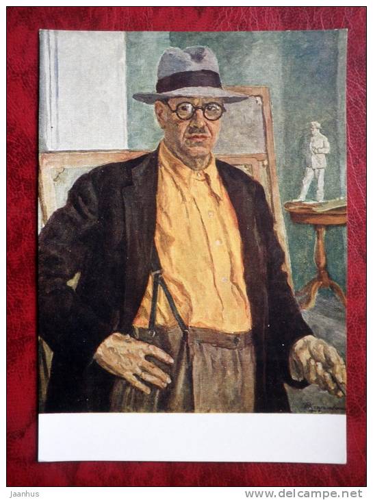 Painting by P. P. Konchalovsky - self-portrait , 1943 - russian art - unused - JH Postcards