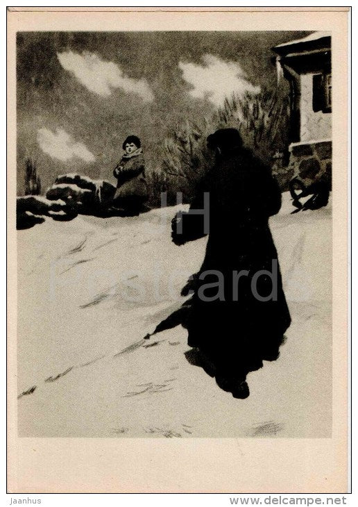 illustration by O. Vereysky - Grigoriy return - And Quiet Flows the Don - 1959 - Russia USSR - unused - JH Postcards