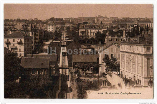 funiculaire - funicular - Lausanne - Ouchy - 6548 - Switzerland - old postcard - used - JH Postcards