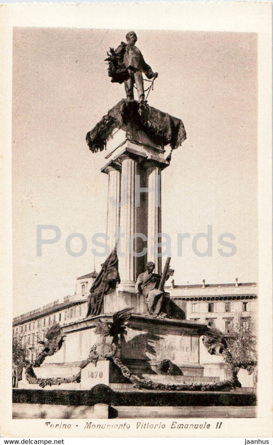 Torino - Turin - Monumento Vittorio Emanuele II - monument - old postcard - Italy - unused - JH Postcards