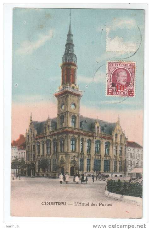 L`Hotel des Postes - Courtrai - Kortrijk - Belgium - old postcard - sent to Estonia 1929 - used - JH Postcards