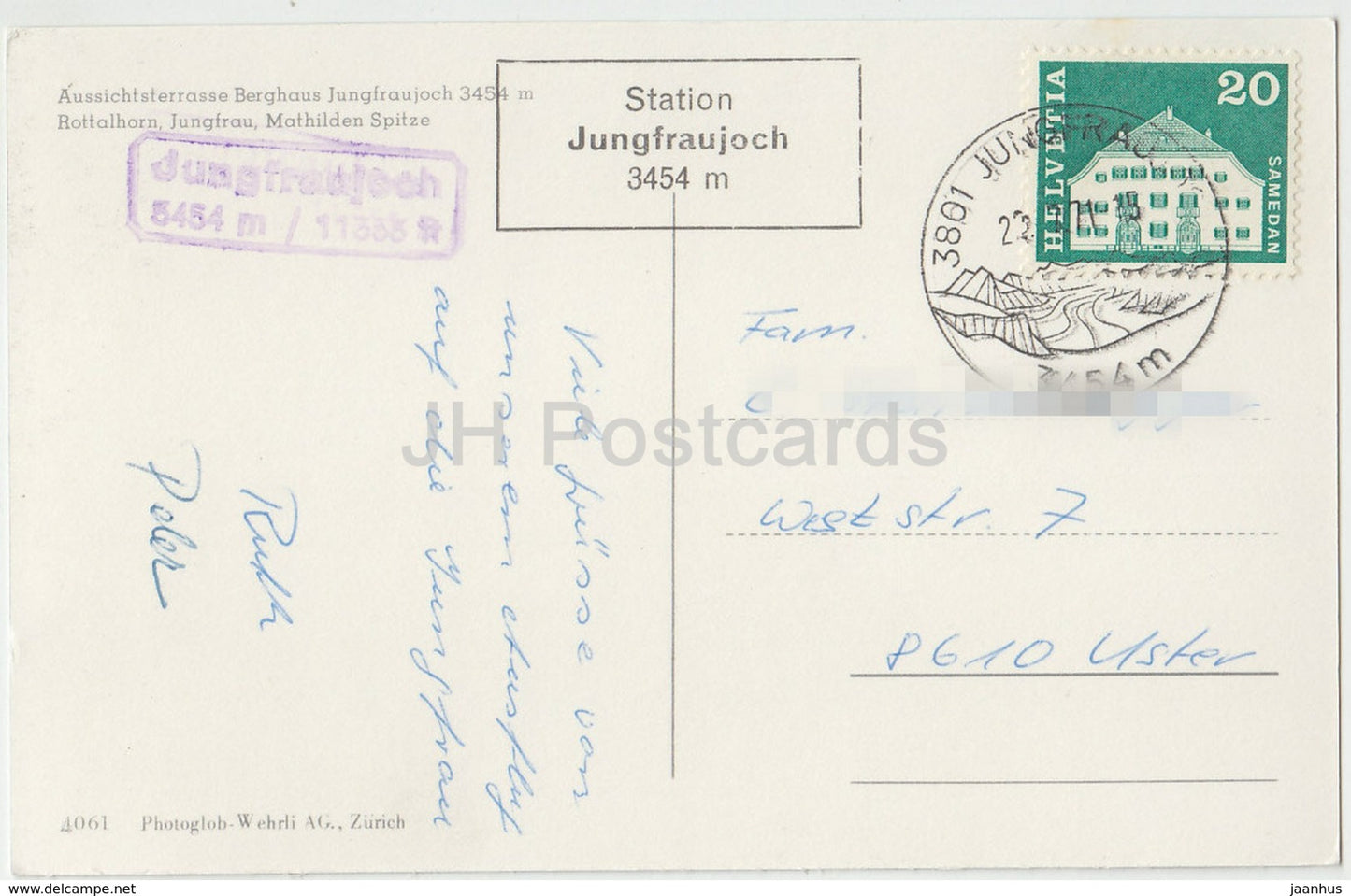 Aussichtsterrasse Berghaus Jungfraujoch 3454 m - 4061 - Suisse - 1971 - occasion