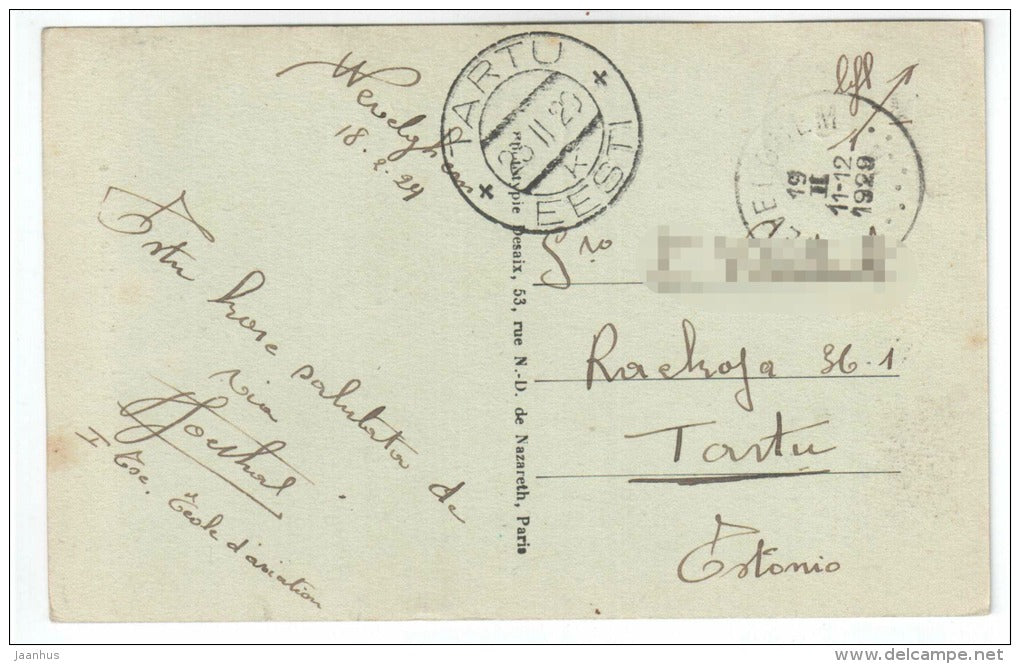 L`Hotel des Postes - Courtrai - Kortrijk - Belgium - old postcard - sent to Estonia 1929 - used - JH Postcards