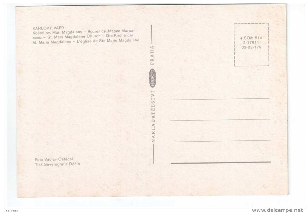 St. Mary Magdalene Church - Karlovy Vary - Czech Republic - unused - JH Postcards