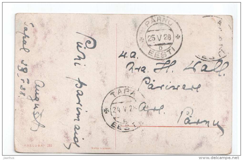 illustration by Kemmak - nature - old tree - Peluba 281 - old postcard - circulated in Estonia 1928 Pärnu Tapa - used - JH Postcards