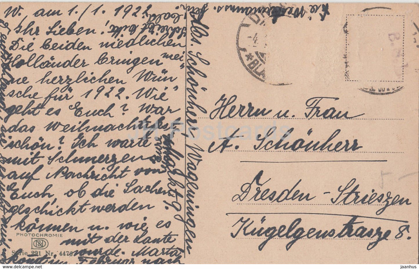 Kinder in Trachten – Windmühle – Photochromie – 4476 – alte Postkarte – 1922 – Niederlande – gebraucht