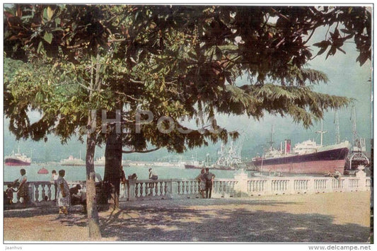 a view of the bay - ship - Batumi - Adjara - Black Sea Coast - 1966 - Georgia USSR - unused - JH Postcards