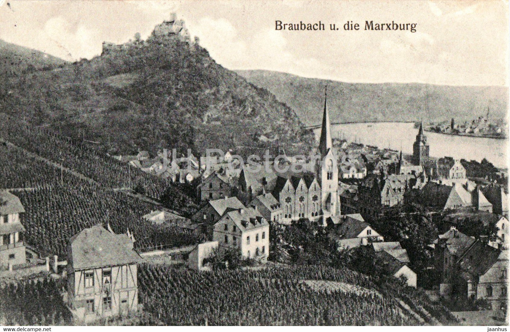 Braubach  u die Marxburg - old postcard - 1908 - Germany - used - JH Postcards