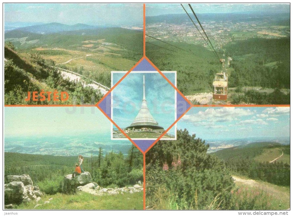 Jested - mountains - cable car - Czechoslovakia - unused - JH Postcards