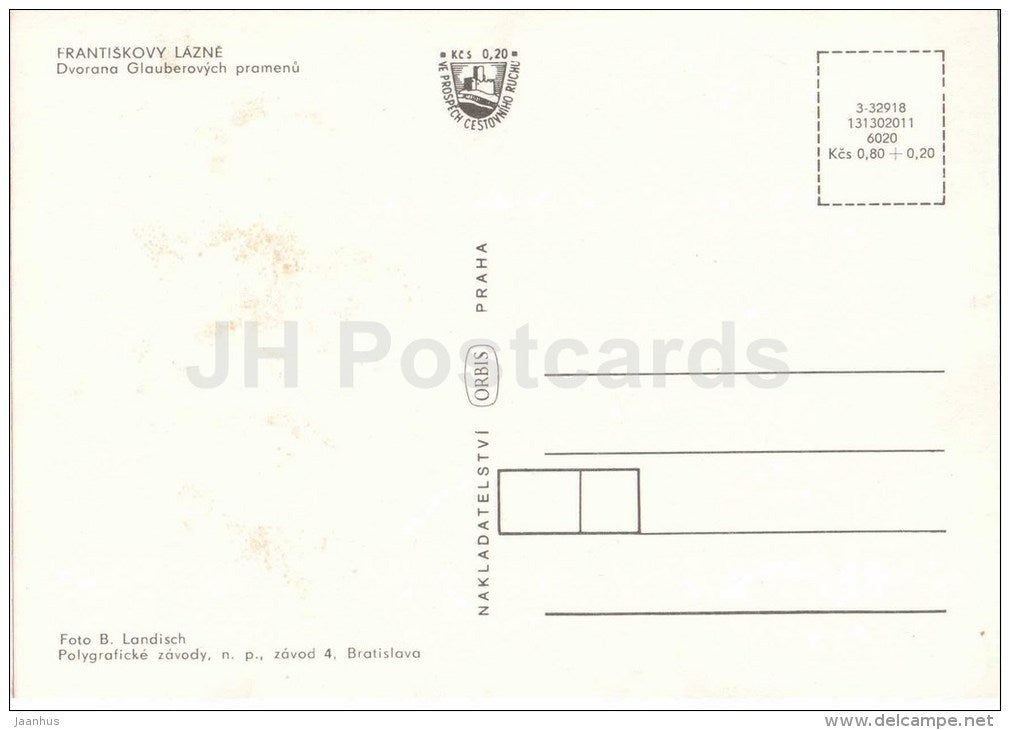 Frantiskovy Lazne - Glauber spring - Czechoslovakia - Czech - unused - JH Postcards