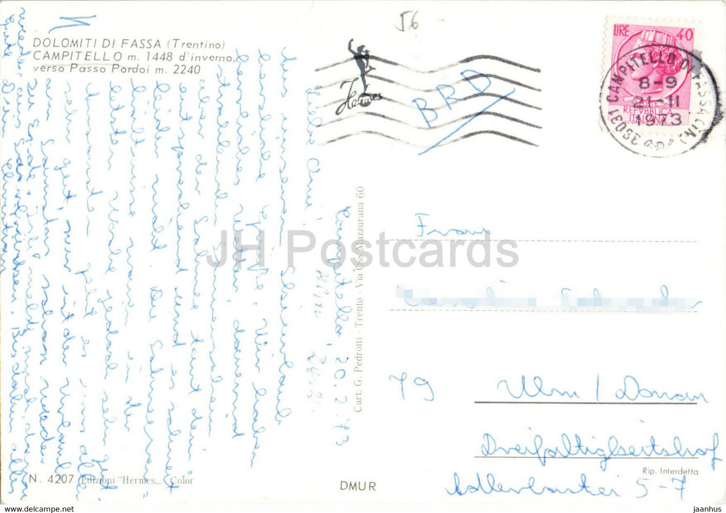 Campitello - Dolomiti di Fassa - verso Passo Pordoi - 1973 - Italy - used