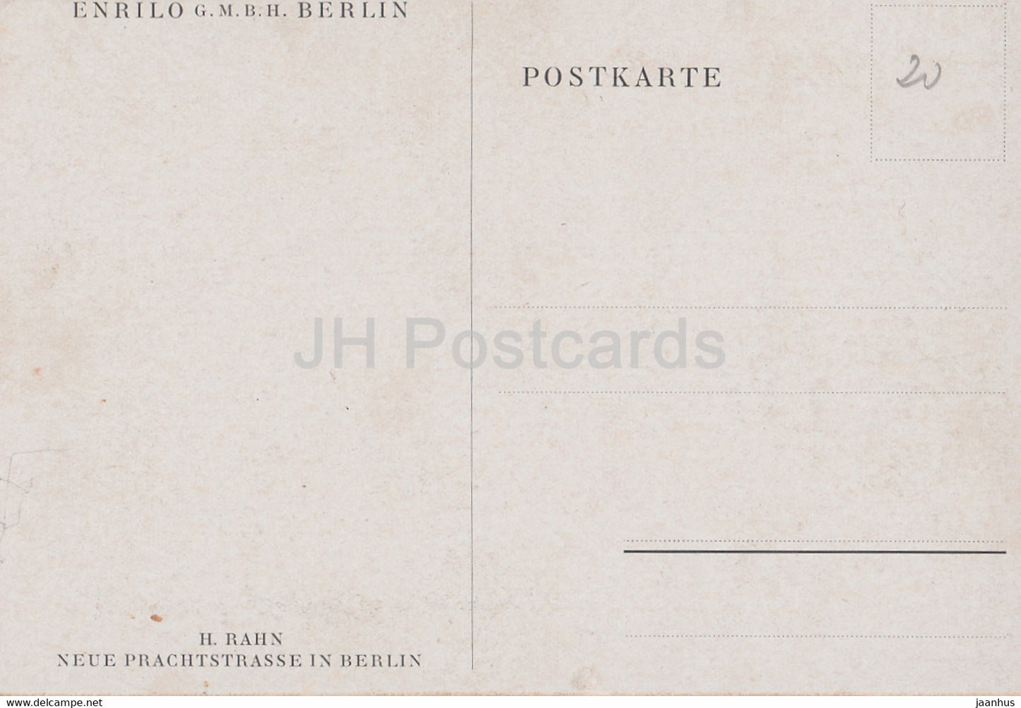 peinture de H. Rahn - Neue Prachtstrasse à Berlin - Art allemand - Allemagne - inutilisé