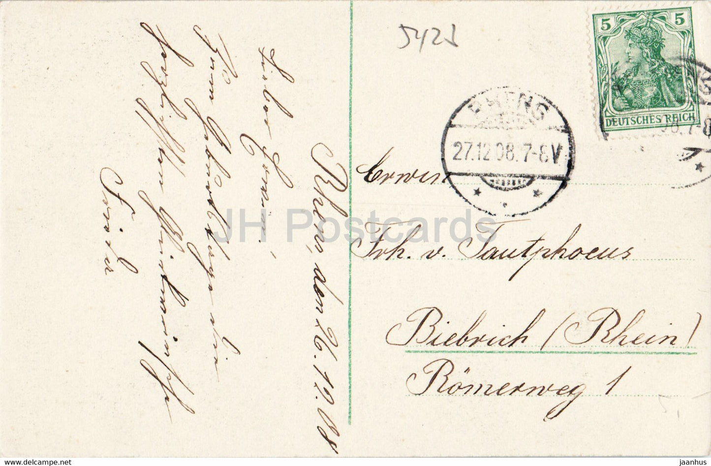 Braubach u die Marxburg - alte Postkarte - 1908 - Deutschland - gebraucht