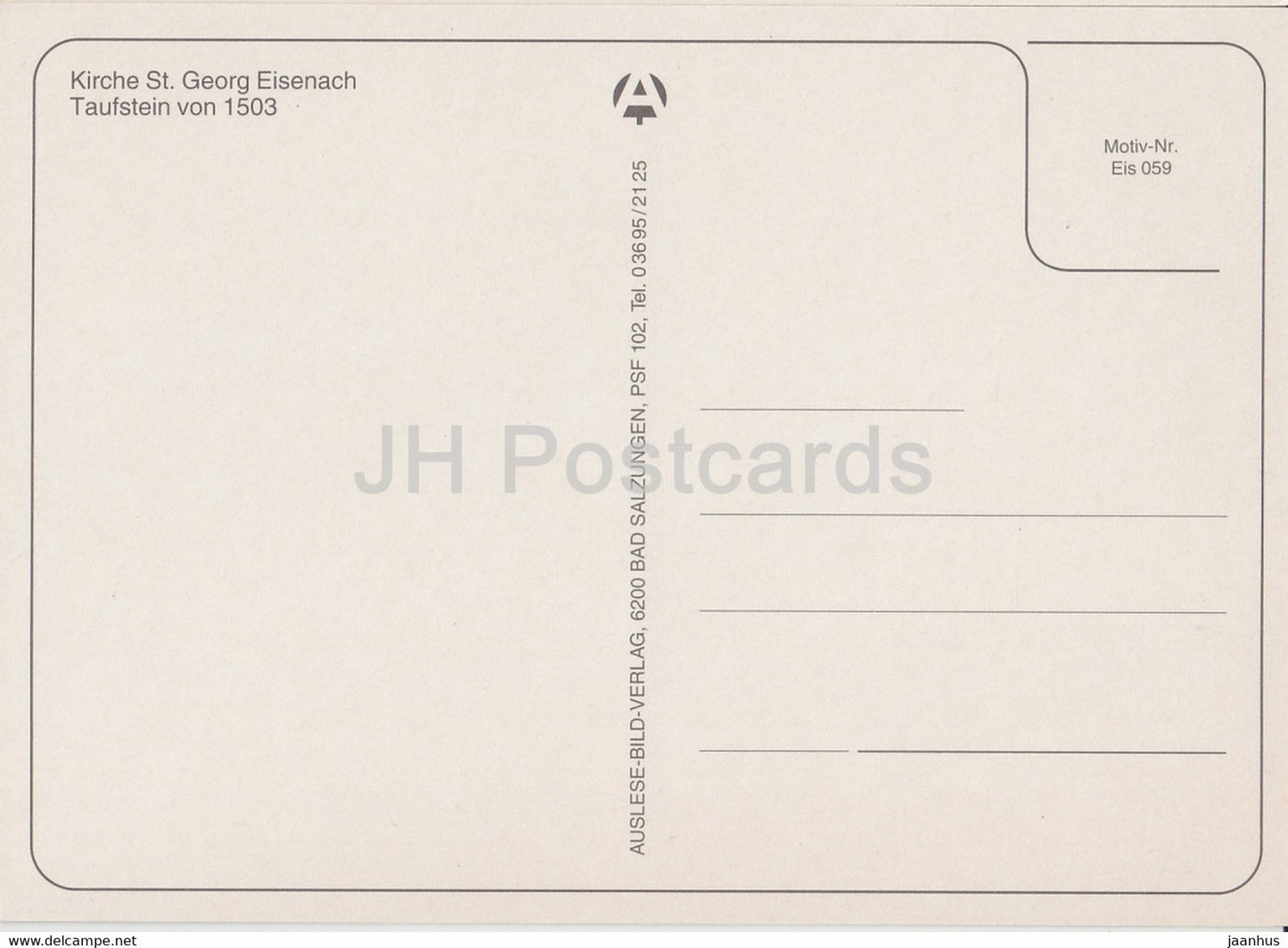 Kirche St Georg Eisenach - Taufstein von 1503 - Germany DDR - unused