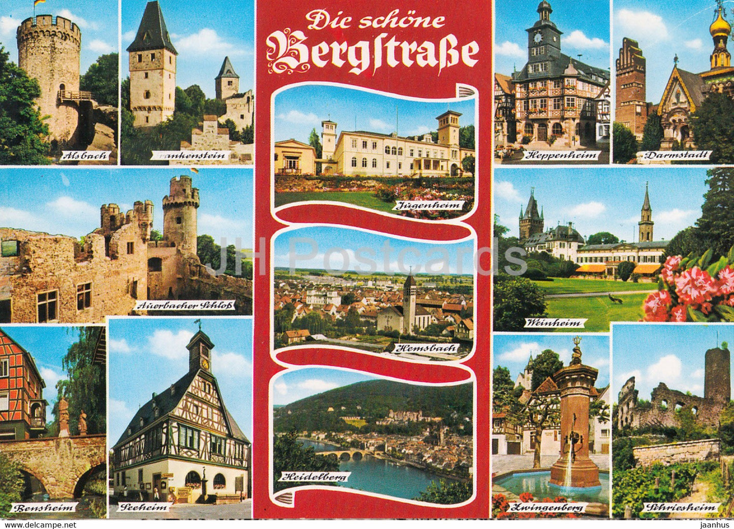 Die Schone Bergstrasse - Alsbach - Auerbacher Schloss - Bensheim - Jugenheim - Hemsbach - Weinheim - Germany - unused - JH Postcards