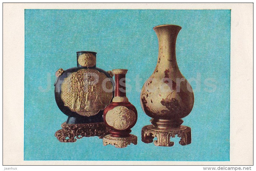 vases - Chinese art - old postcard - China - unused - JH Postcards