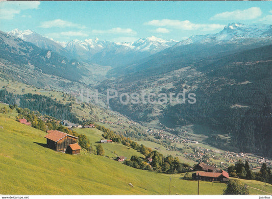 Blick von Pany auf das Obere Prattigau - Luzein - Kublis - Conters - Saas - Serneus - 1977 - Switzerland - used - JH Postcards