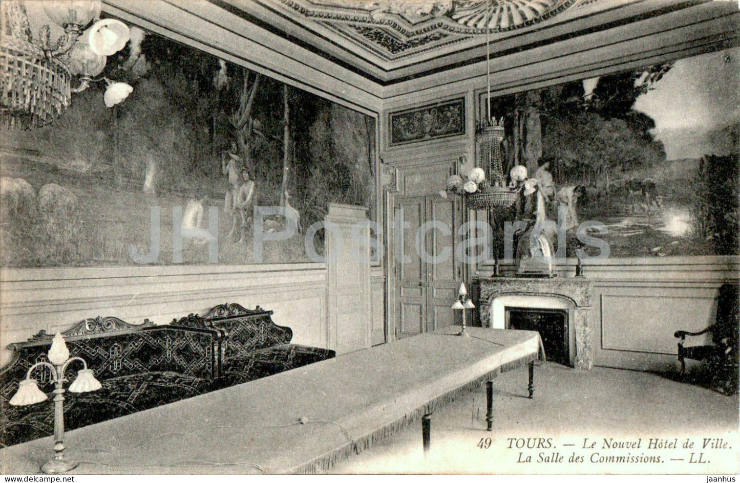 Tours - Le Nouvel Hotel de Ville - La Salle des Commissions - 49 - old postcard - France - used - JH Postcards