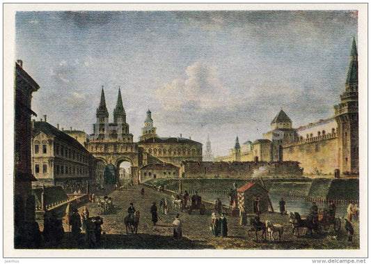 Painting by F. Alekseyev - View of the Voskresenskiye and Nikolsky Gates - Russian art - Russia USSR - 1963 - unused - JH Postcards